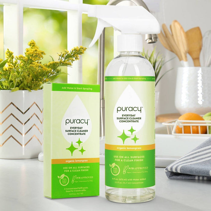 Puracy Natural Everyday Surface Cleaner Concentrate Packettes - Organic Lemongrass - 2pk (Makes 32 fl oz)