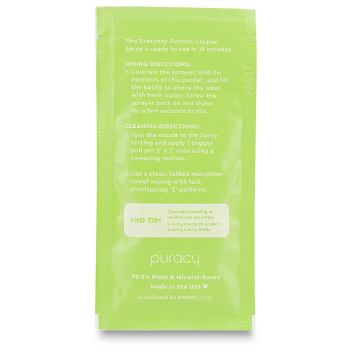 Puracy Natural Everyday Surface Cleaner Concentrate Packettes - Organic Lemongrass - 2pk (Makes 32 fl oz)