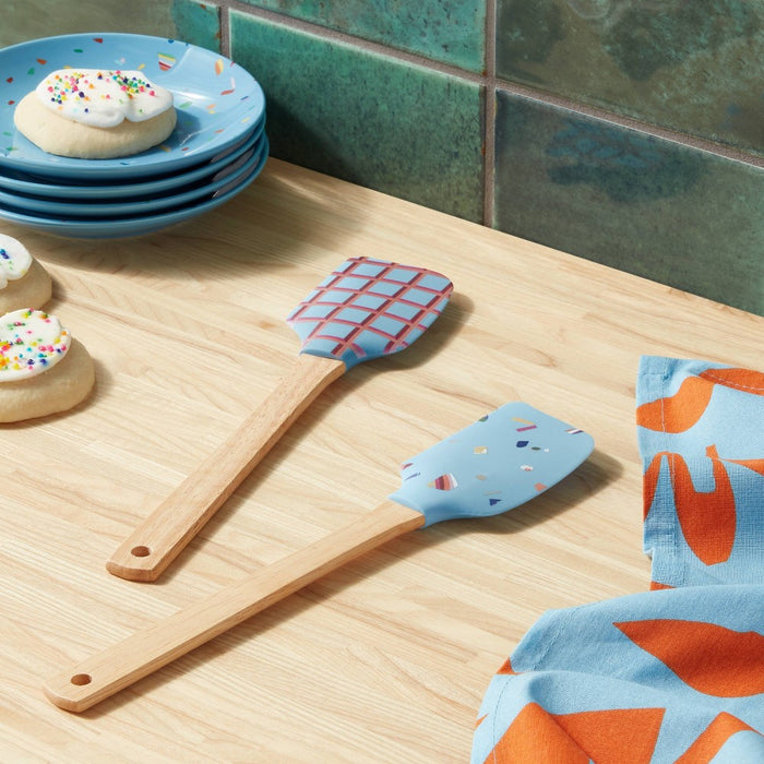 2pk Silicone Spatulas with Wood Handles Blue - Opalhouse™