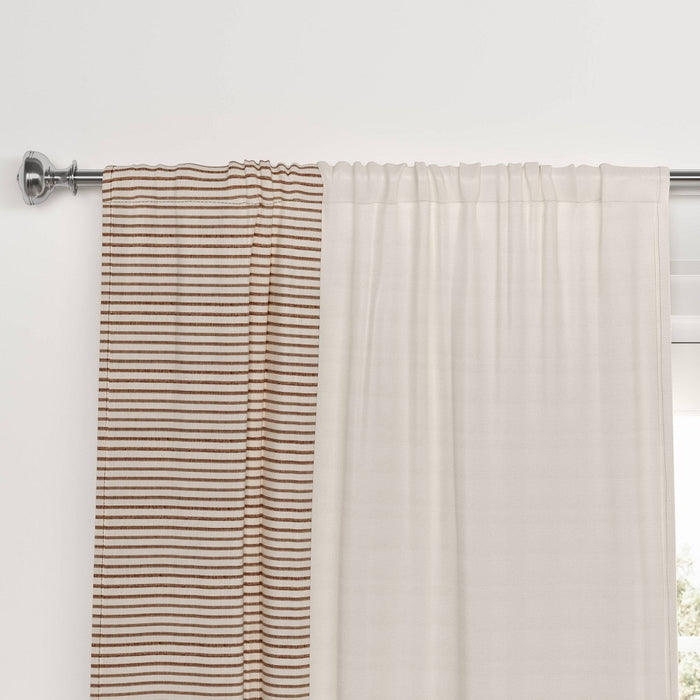 1pc 50"x84" Blackout Woven Stripe Border Window Curtain Panel Brown - Threshold™