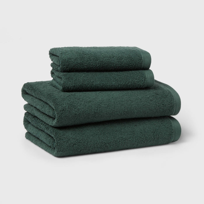 4pk Antimicrobial Bath Towel/Hand Towel Set Dark Green - Room Essentials™