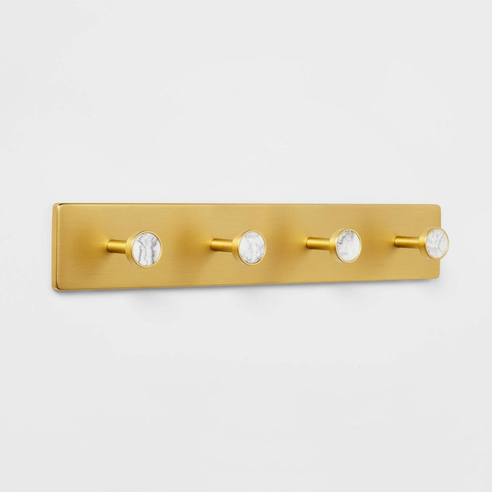 Metal and Faux Marble 4 Hooks Gold - Threshold™
