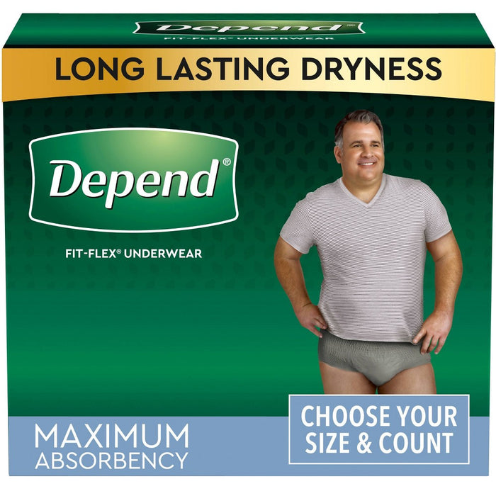 Depend FIT-FLEX Adult Incontinence Disposable Underwear for Men - Maximum Absorbency - L - Gray - 28ct