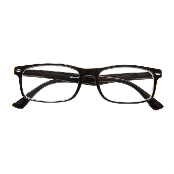 ICU Eyewear Emeryville Plastic Rectangle Shiny Reading Glasses with Metal Studs +3.00