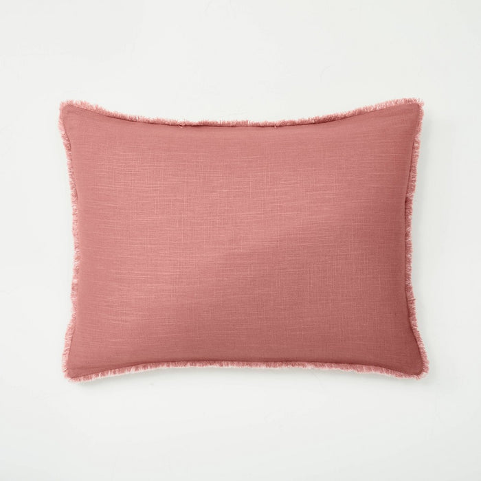 King Euro Heavyweight Linen Blend Throw Pillow Rose - Casaluna™
