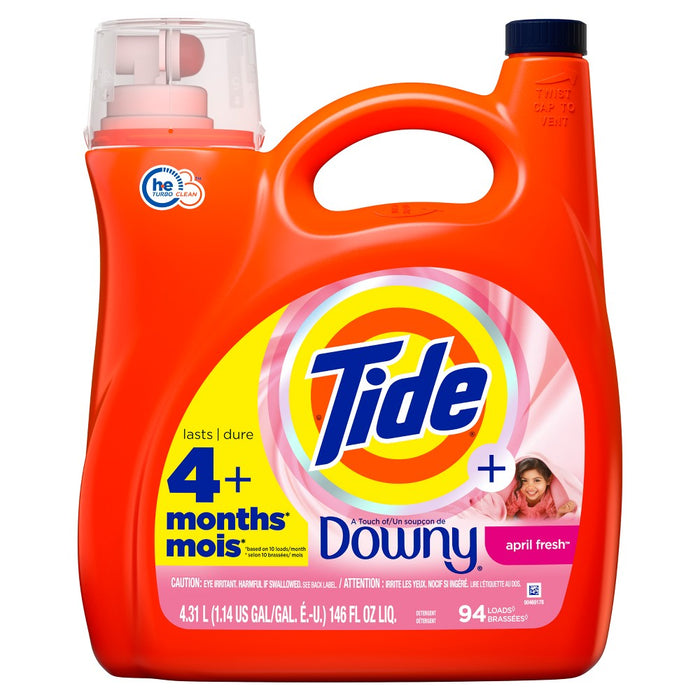 Tide Plus Downy High Efficiency Liquid Laundry Detergent - April Fresh - 146 fl oz