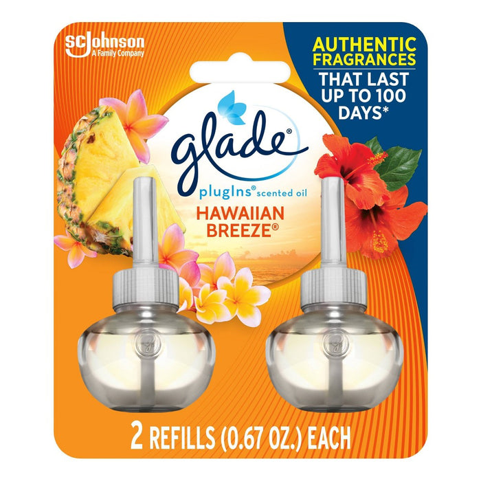 Glade PlugIns Scented Oil Air Freshener Hawaiian Breeze Refill - 1.34oz/2ct