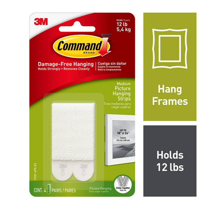 4 PACKS - Command 4 Pairs Medium Sized Picture Hanging Strips (16 Pairs total)