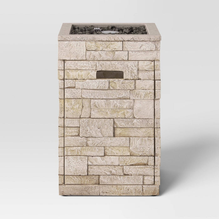 16" Stack Stone Liquid Propane Fire Column - Light Brown - Threshold™ (LOCAL PICKUP ONLY)