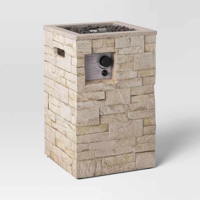 16" Stack Stone Liquid Propane Fire Column - Light Brown - Threshold™ (LOCAL PICKUP ONLY)