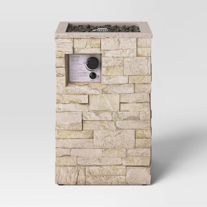16" Stack Stone Liquid Propane Fire Column - Light Brown - Threshold™ (LOCAL PICKUP ONLY)