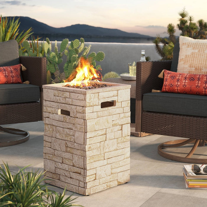 16" Stack Stone Liquid Propane Fire Column - Light Brown - Threshold™ (LOCAL PICKUP ONLY)