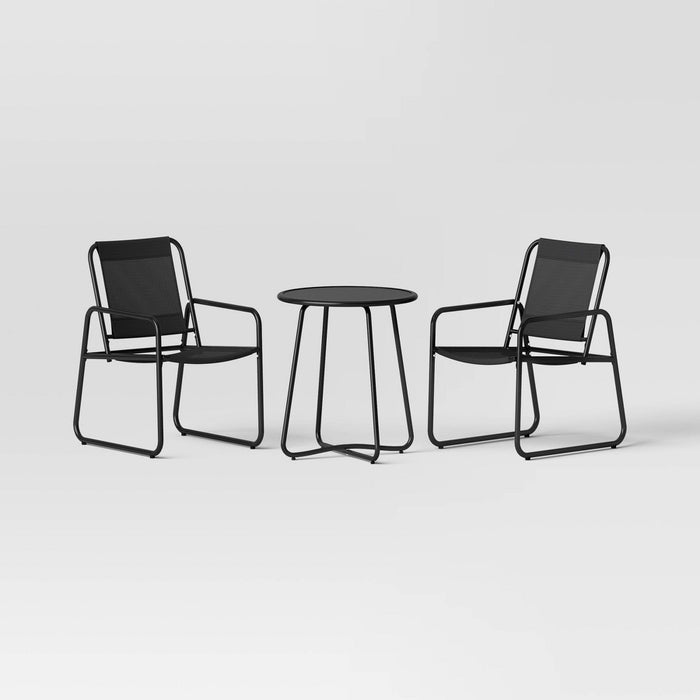 black 3pc Metal Patio Bistro Set, Outdoor Furniture Set - Black - Room Essentials™ (LOCAL PICKUP ONLY)