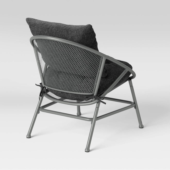 3pc Metal Mesh Patio Small Space Chair and Accent Table Set, Outdoor Furniture Set - Pewter/Black - Room Essentials™ (LOCAL PICKUP ONLY)