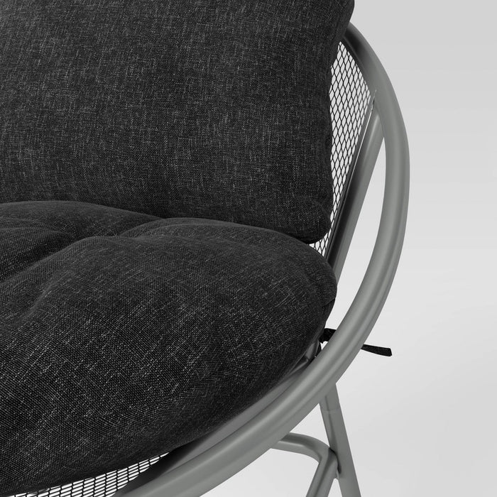 3pc Metal Mesh Patio Small Space Chair and Accent Table Set, Outdoor Furniture Set - Pewter/Black - Room Essentials™ (LOCAL PICKUP ONLY)