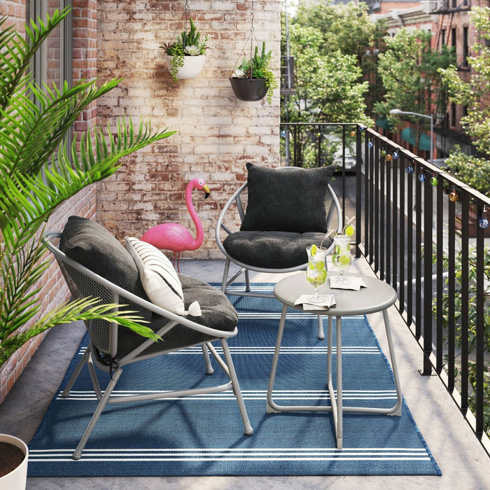 3pc Metal Mesh Patio Small Space Chair and Accent Table Set, Outdoor Furniture Set - Pewter/Black - Room Essentials™ (LOCAL PICKUP ONLY)