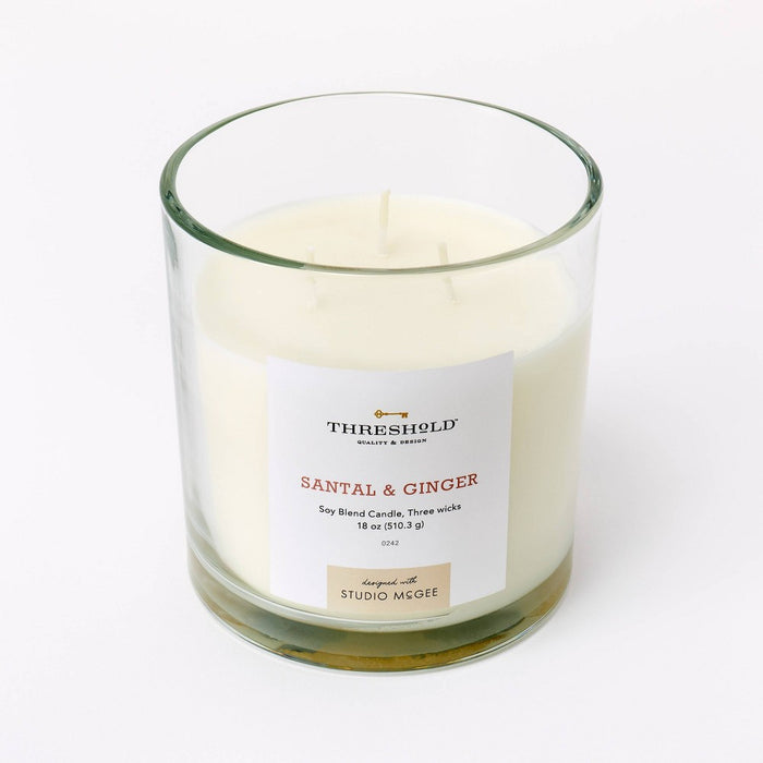 18oz Clear Glass Santal & Ginger Candle White - Threshold™ designed with Studio McGee