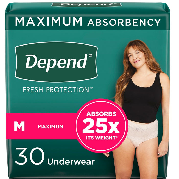 Depend FIT-FLEX Adult Incontinence Underwear for Women - Maximum Absorbency - M - Blush - 30ct