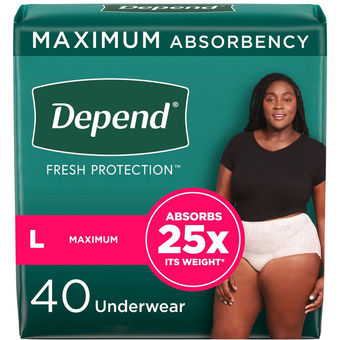 Depend FIT-FLEX Adult Incontinence Underwear for Women - Maximum Absorbency - L - Blush - 40ct