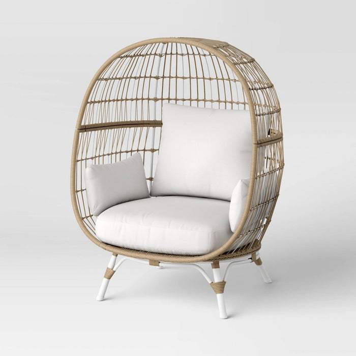 Southport Patio Egg Chair with Metal Legs, Outdoor Furniture - Natural/White - Opalhouse™ (LOCAL PICKUP ONLY)