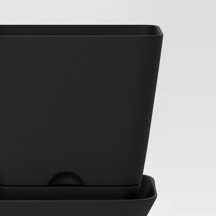 12.2" Wide Outdoor Square Trio Planters with Tray Black - Room Essentials™