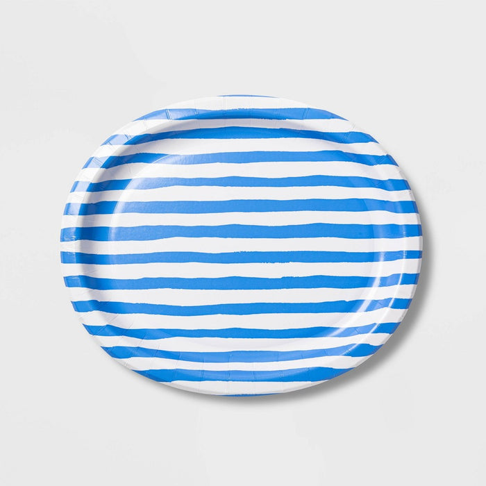 Stripe Oval Platter Blue/White - Sun Squad™