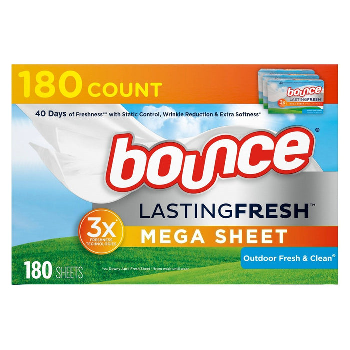 Bounce Lasting Fresh Mega Dryer Sheets - Outdoor Fresh - 180ct