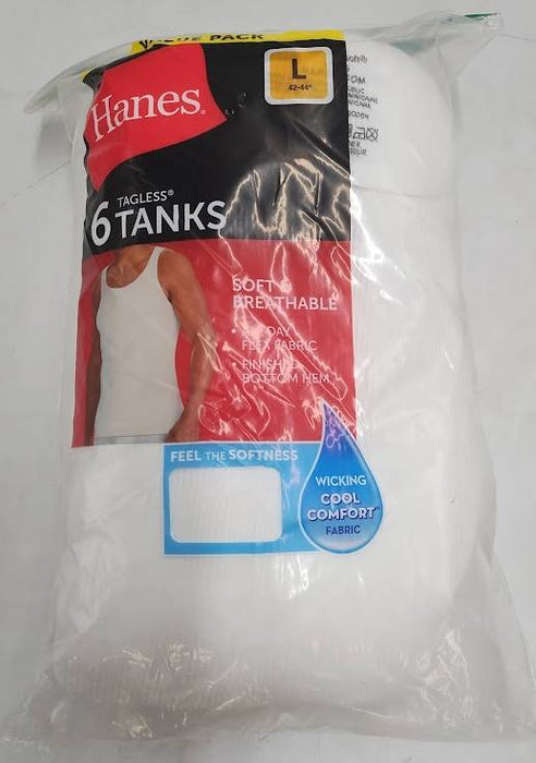 Hanes Men's 6pk Tanks - White L-