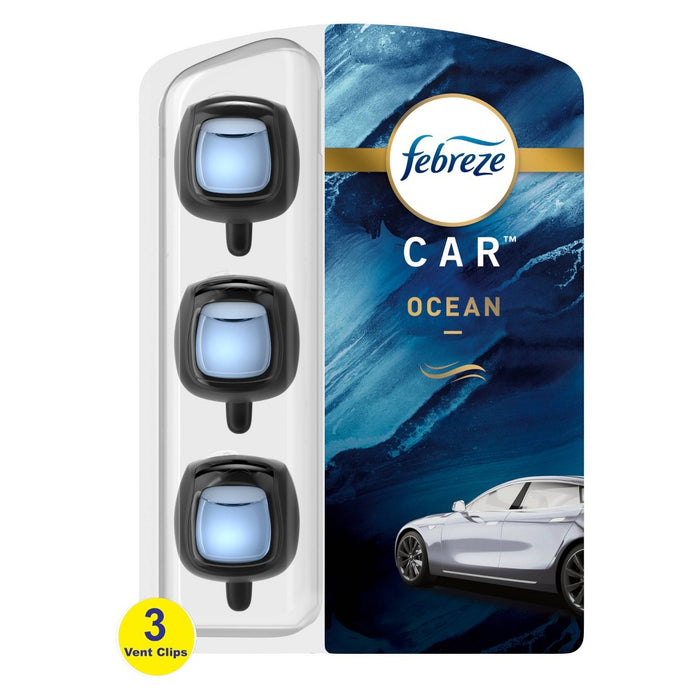 Febreze Car Air Freshener Vent Clip - Ocean Scent - 0.22 fl oz/3pk