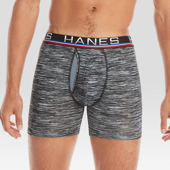 Hanes Premium Men's Xtemp Total Support Pouch Anti Chafing 3pk Boxer Briefs - Red/Gray XL