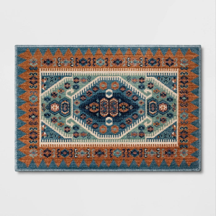2'x3' Buttercup Diamond Vintage Persian Style Woven Rug Blue - Opalhouse™