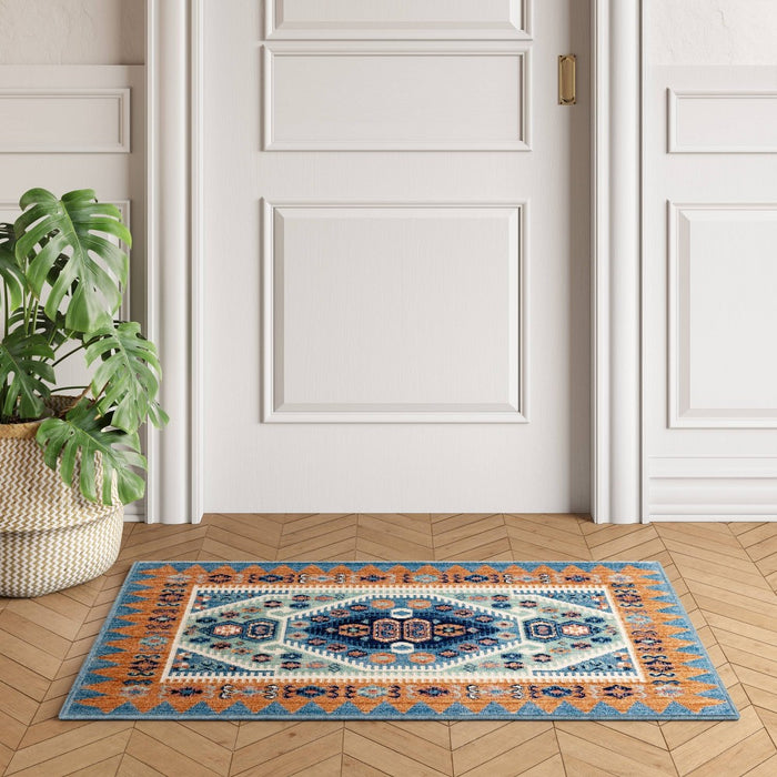2'x3' Buttercup Diamond Vintage Persian Style Woven Rug Blue - Opalhouse™