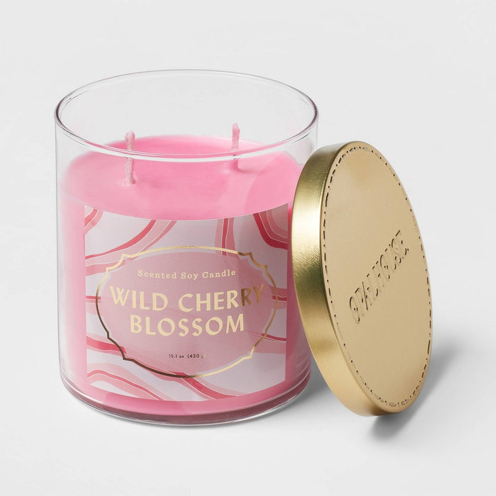 15.1oz Lidded Glass Jar 2-Wick Candle Wildcherry Blossom - Opalhouse™