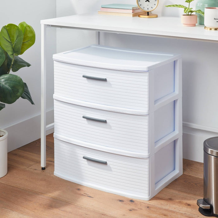 3 Drawer Wide Tower White - Brightroom™