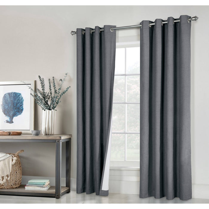 Set of 2 (84"x52") Suprema Grommet Top Blackout Curtain Panels Gray - Thermaplus