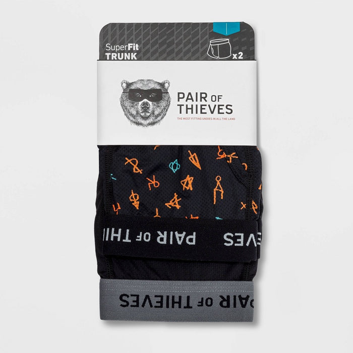 Pair of Thieves Men's Super Fit Trunk 2pk - Red/Tan/Blue Cave Drawing XL