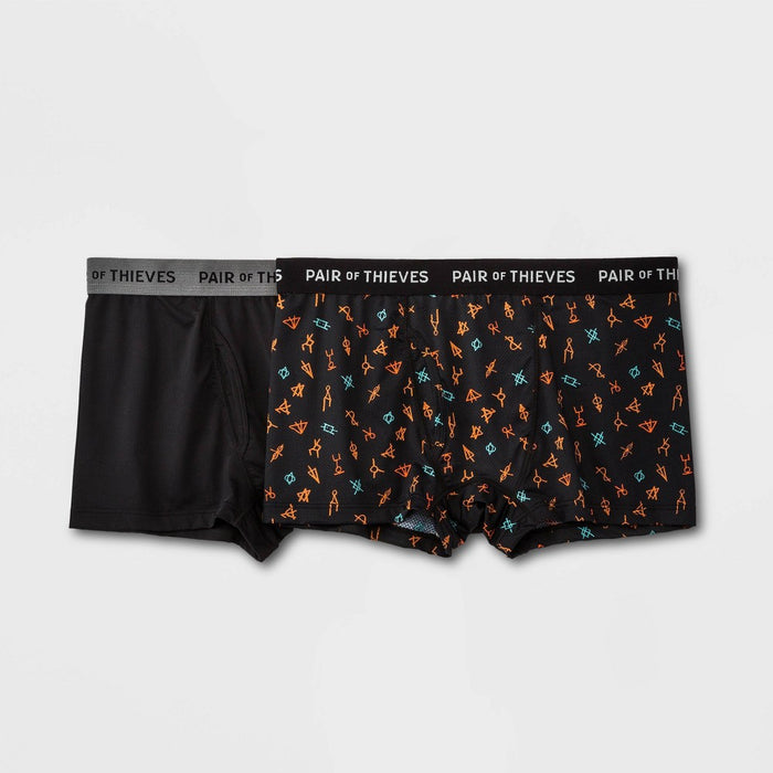 Pair of Thieves Men's Super Fit Trunk 2pk - Red/Tan/Blue Cave Drawing XL