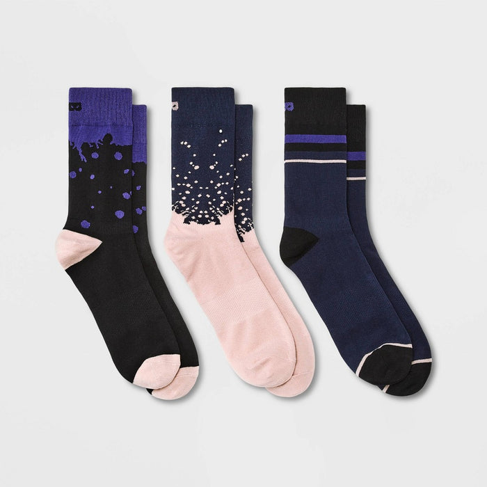 Pair of Thieves Men's Splatter Crew Socks 3pk - Navy/Pink 6-12