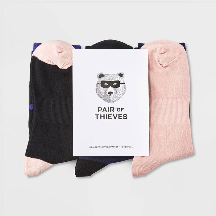 Pair of Thieves Men's Splatter Crew Socks 3pk - Navy/Pink 6-12