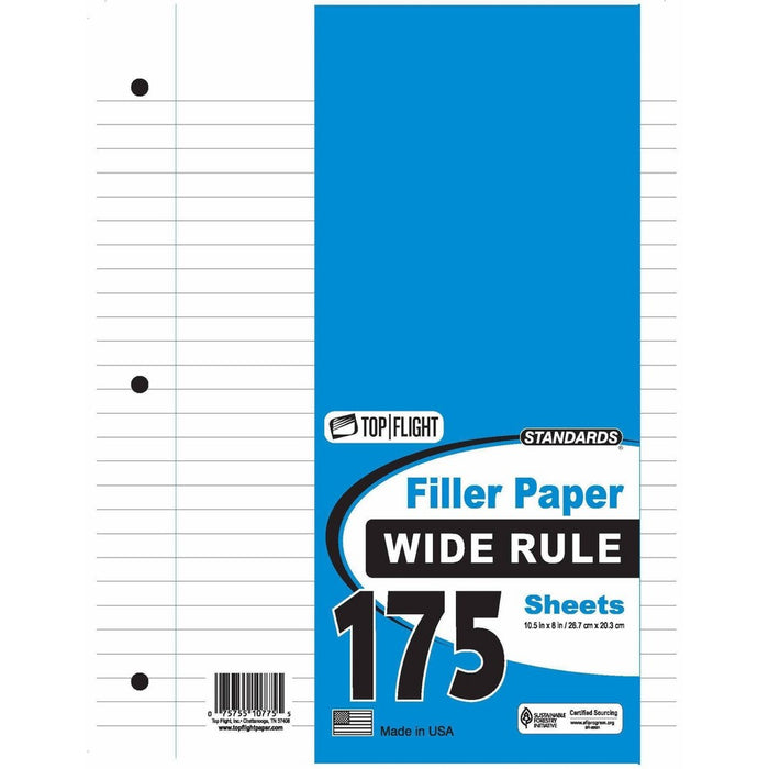 175 Sheet Wide Ruled Filler Paper White - Top Flight