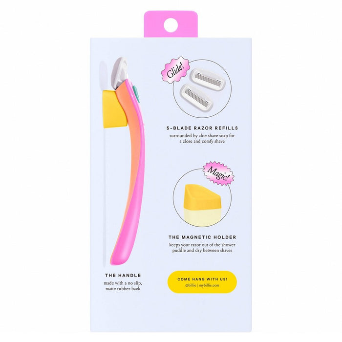 Billie Women's Razor Handle with Magnetic Holder & 2 Blade Refills - Malibu