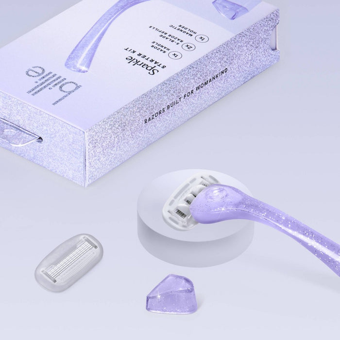 Billie Women's Razor Handle with Magnetic Holder & 2 Blade Refills - Sparkle