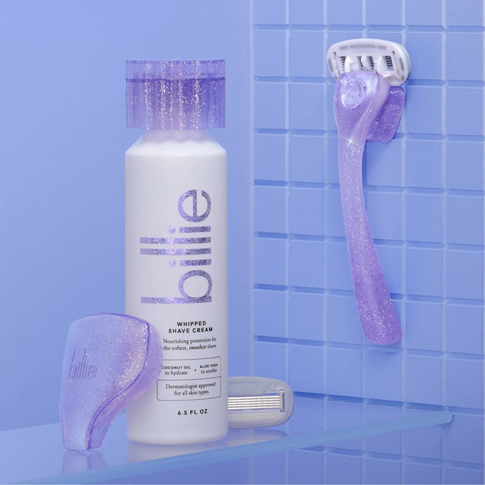 Billie Women's Razor Handle with Magnetic Holder & 2 Blade Refills - Sparkle