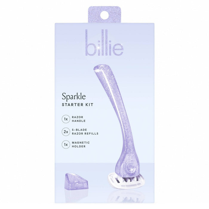 Billie Women's Razor Handle with Magnetic Holder & 2 Blade Refills - Sparkle