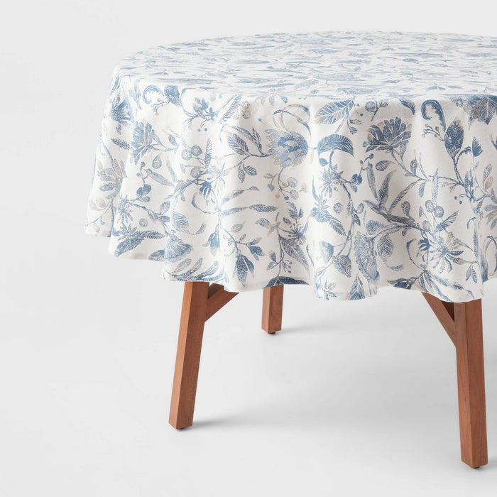 70" Cotton Floral Round Tablecloth Blue - Threshold™