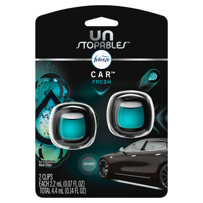 Febreze Unstopables Car Odor-Fighting Car Freshener - Fresh Scent - 0.14 fl oz/2pk