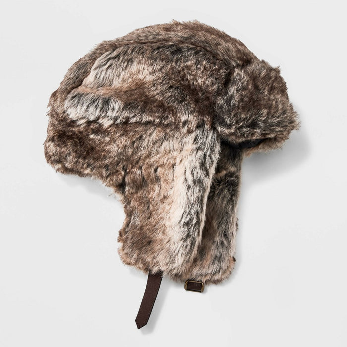 Men's All Over Faux Fur Acrylic Trapper Hat - Goodfellow & Co™ Brown