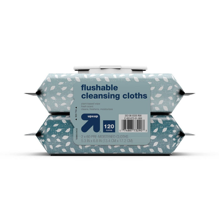 Flushable Cleaning Cloths - Fresh Scent - 2pk/60ct - up & up™