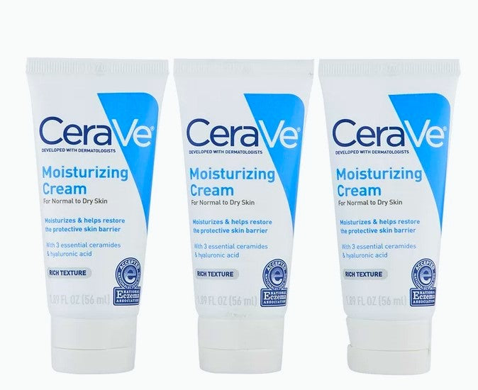 PACK OF 3!!! CeraVe Moisturizing Cream, Travel Size Unscented - 1.89 fl oz