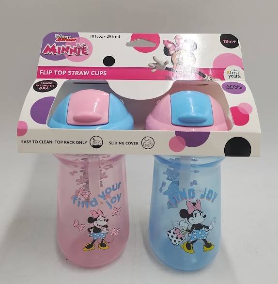 The First Years Disney Minnie Mouse Flip Top Straw Cup - 2pk/ 9oz